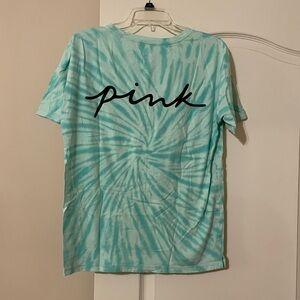Victoria’s Secret Pink Blue Green Tie Dye Short Sleeve Tee Shirt Size XS.